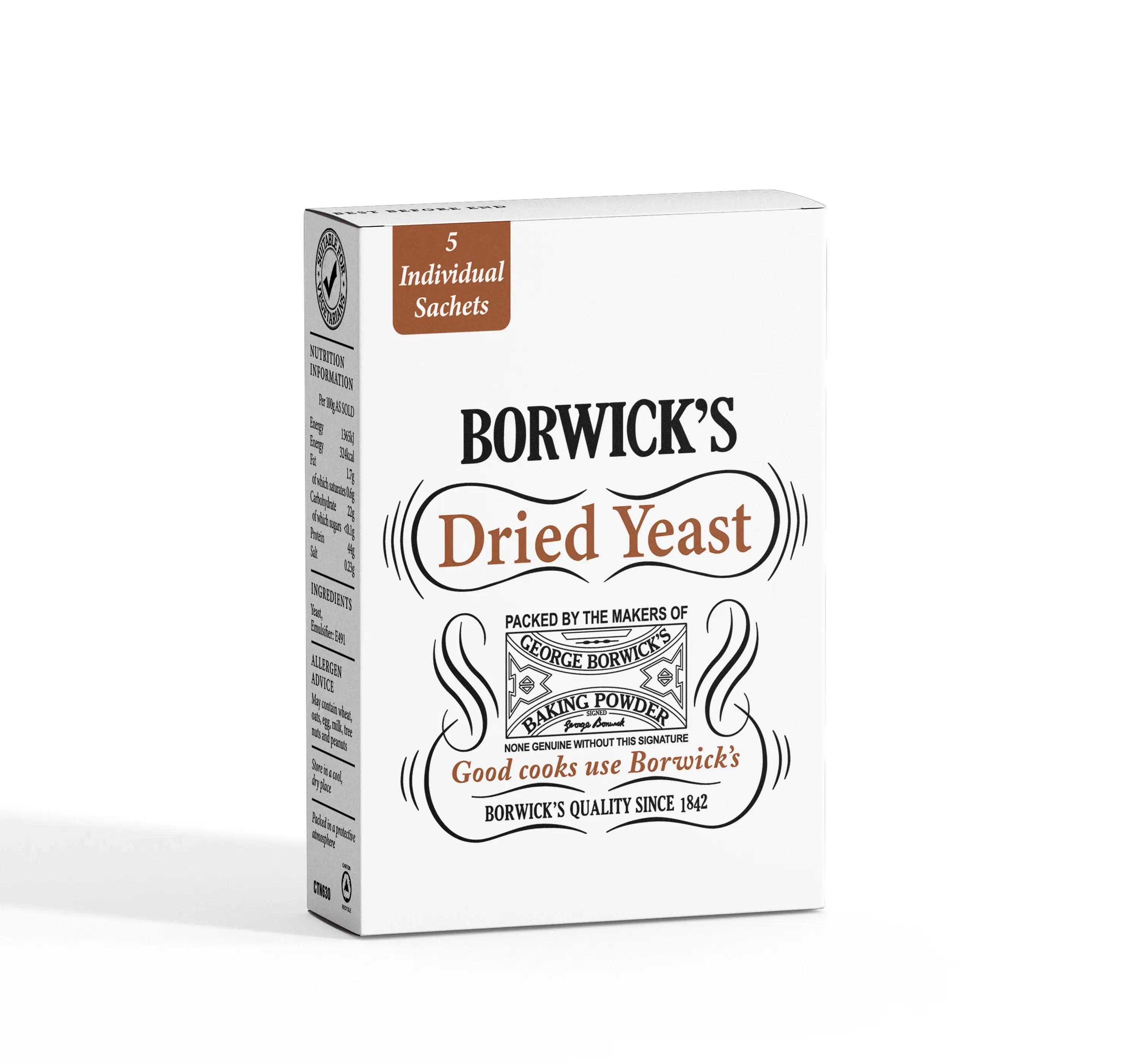 Borwick's Dried Yeast box of five sachets